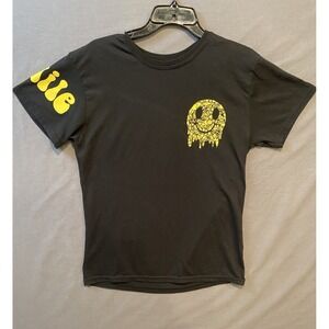 Melting Smiley Face Shirt Mens Med Black Yellow Weekend Warrior Graphic Tee